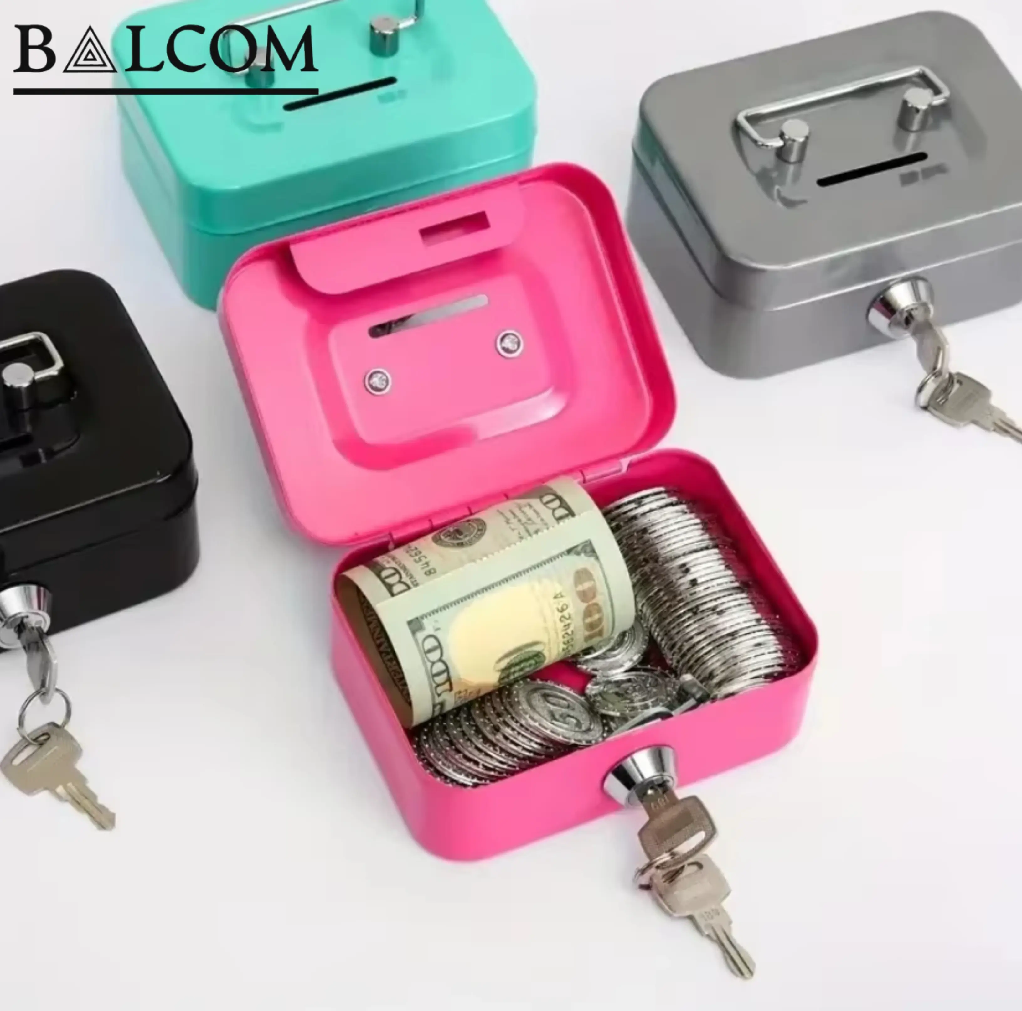 Metal Cash Box Lock Box Mini Money Bank Metal Coin Bank Security Box Portable Cash Insuring for Kids Coin Collection