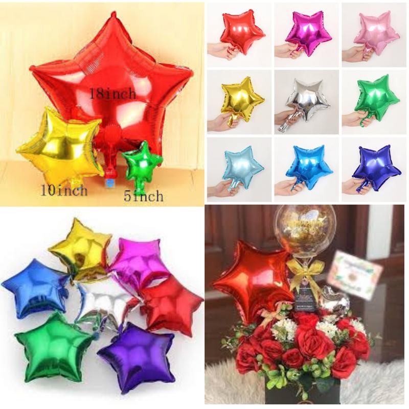 Balon Foil Bintang 10 inchi - Foil Star merah, gold, biru tua, silver, rose gold, hijau, ungu, pink, biru muda 3