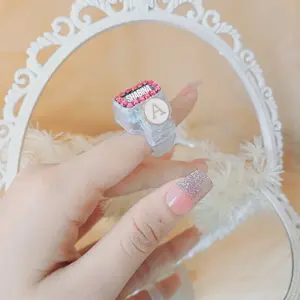 Marsya Tasbih RING LED ALARM Tombol Inisial Huruf Cantik