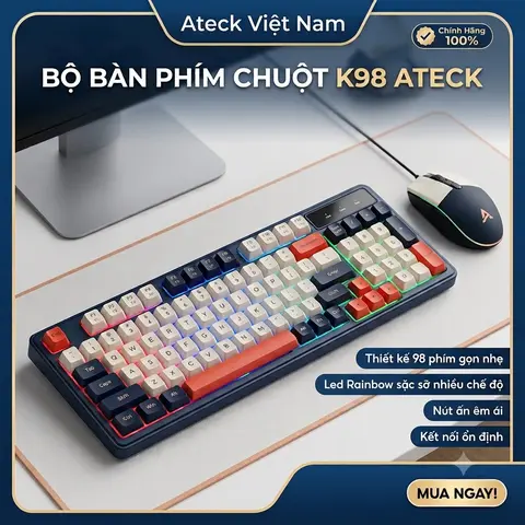 Bộ bàn phím giả cơ kèm chuột Gaming Ateck K98