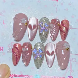 PRESS ON NAILS WEDDING LOVE MIX FREE LEM GEL DAN 1 PAKET TOOLKIT