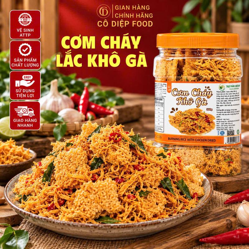 Cơm Cháy Khô Gà / Khô Bò / Chà Bông - Hũ 500gram (Đầy Đủ Hồ Sơ Công Bố & Kiểm Nghiệm Sản Phẩm)