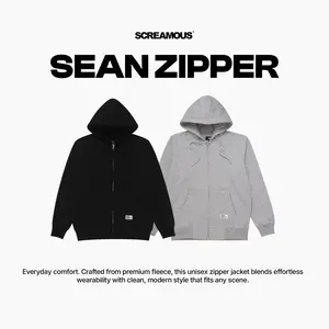 Screamous Sweater Pria Basic Pullover Zipper Hoodie Sean