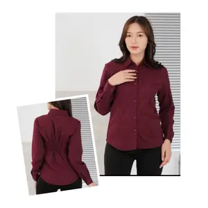 Kemeja Salur model Smoke belakang wanita | Atasan Wanita Terbaru