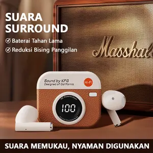 【COD】 Q86 Headset Bluetooth nirkabel baru peredam bising portabel tampilan daya digital retro penampilan indah kamera IPX5 tahan air kualitas suara surround 3D semi-in-ear kelas atas olahraga lari masa pakai baterai sangat lama