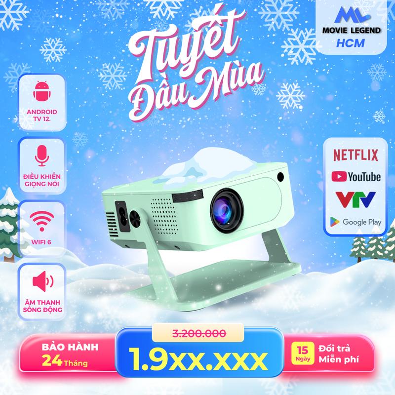   HCM1  Tặng Màn + Chân Tripod  Máy Chiếu M3 MiniGo - Hỗ trợ Full HD - Bảo Hành 12 tháng - Máy Chiếu Movie Legend 