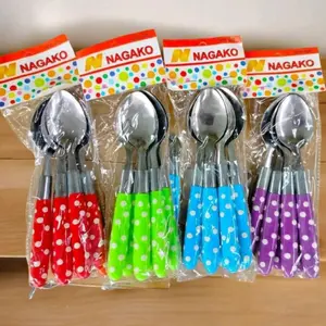 Sendok Makan Polkadot set Isi 6 Pcs Stainless Steel Anti Karat