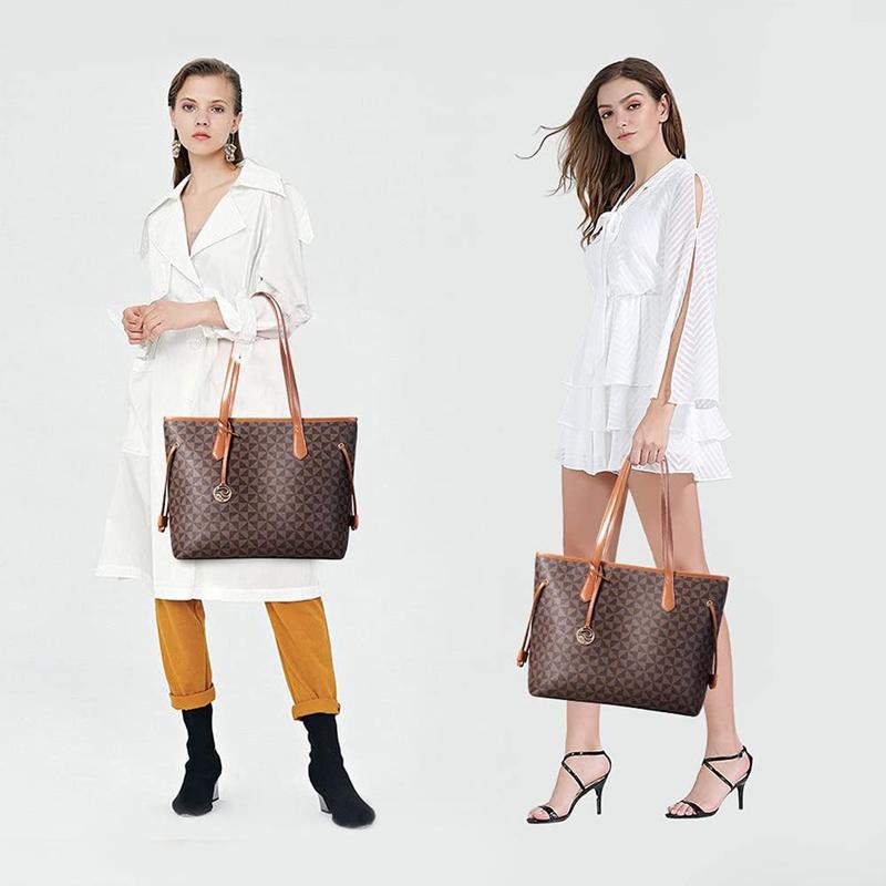 Tote Bag for Women Stylish Handbag Faux Leather Shoulder Bag for Work School Dating, Brown 5