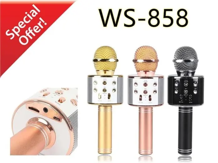 MIC KARAOKE BLUETOOTH WIRELESS PORTABLE WS858 / Mic WS 858 Speaker Smule Wireless Karoke Portable