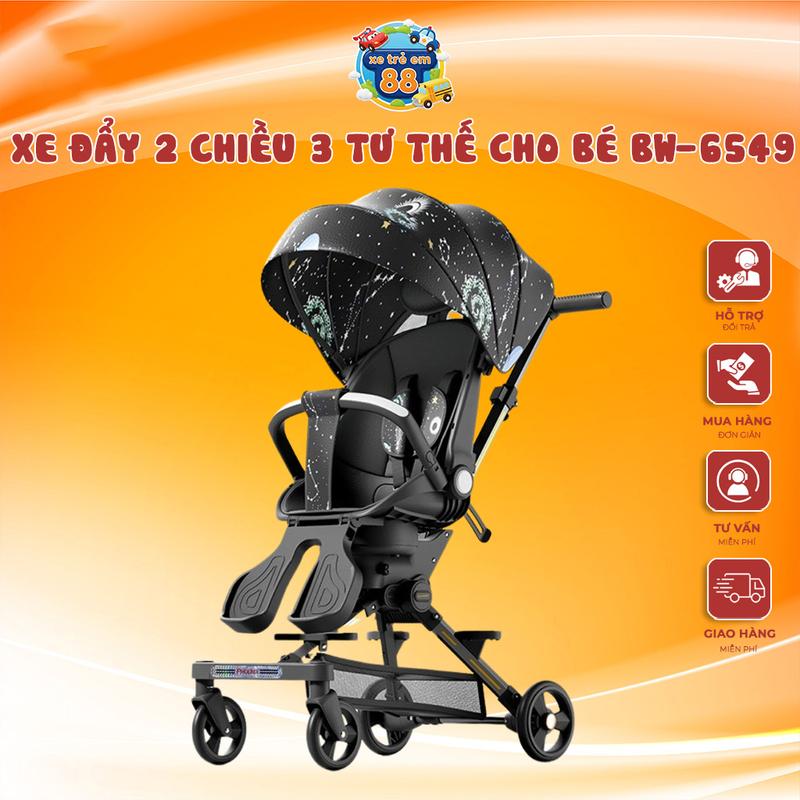  Xe đẩy 2 chiều 3 tư thế cho bé mã BW-6549  KHÔNG VÔ LĂNG  hợp kim nhôm đen cao cấp xe đẩy  chilux xe đẩy  tomorrow sky xe  đẩy 