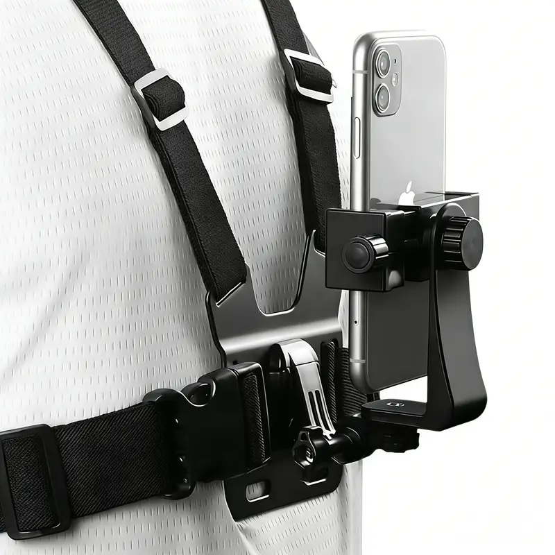 Phone Holder Gopro Phone Chest Strap Mount Chest Strap Holder For Vlog/Pov Phone Chest Strap Accessory Silicone Adjustable Camera Mobile Cellphone Stand Water Proof Smartphone Clip Pad Plug