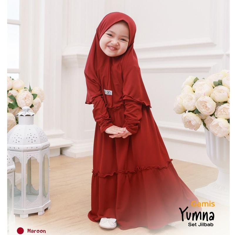 TERBARU GAMIS POLOS ANAK SET HIJAB/GAMIS SYARI ANAK TANGGUNG 2025/GAMIS ANAK YUMNA/GAMIS ANAK PEREMPUAN 1-10TAHUN BAHAN ADEM KATUN CRINGKEL Muslim Dress Biru Hitam Maroon Merah Putih Ruffle Variasi Baju Navy Lebaran Panjang 4