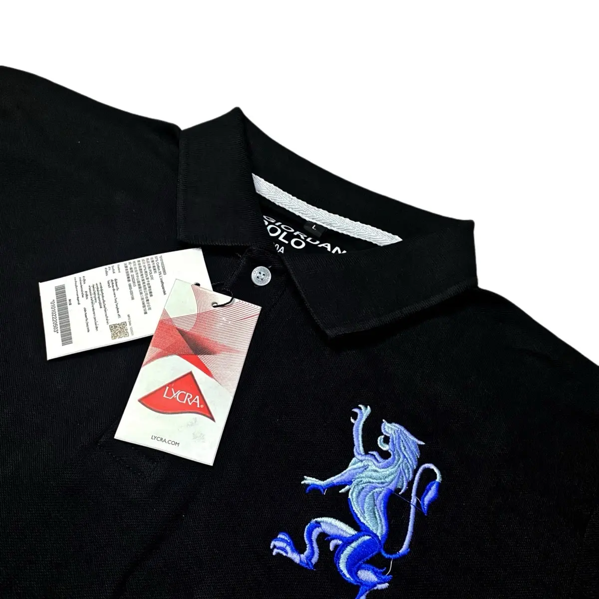 kaos PoloShirt Giordano Lion Pria Logo Bordir Lengan Pendek Full Tag Label  Kerah Pria Katun Baju Fit Motif Atasan Casual Panjang Distro Garis Salur Stripe