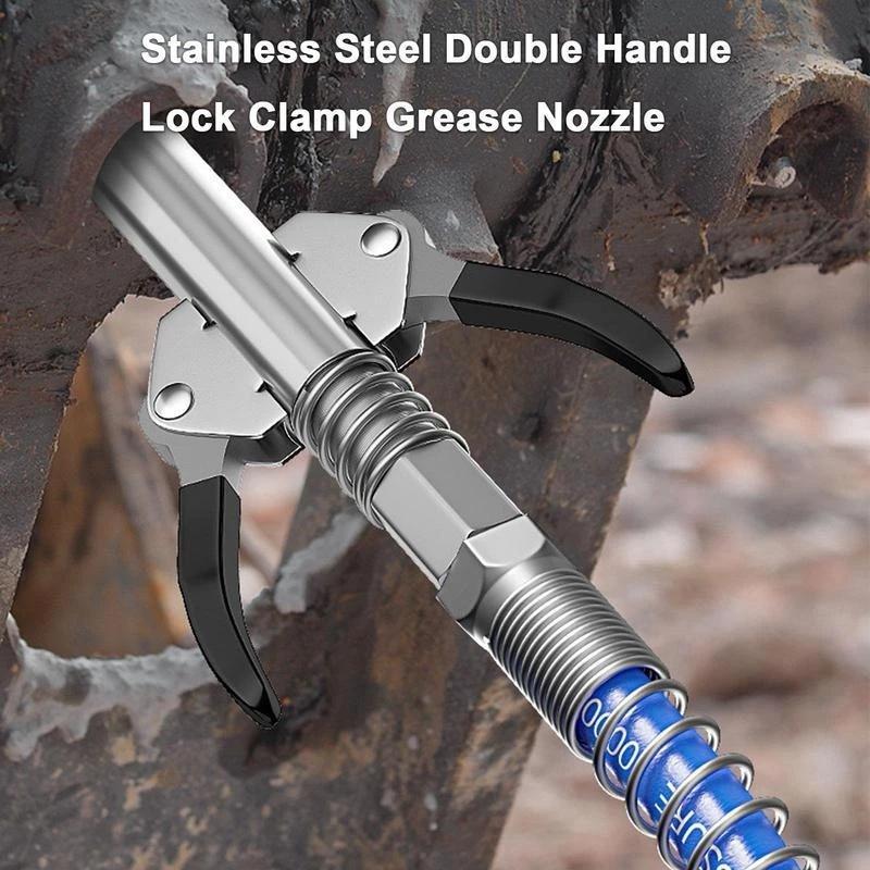 Product Introduction of Lensent Car Grease Nozzle + 30cm hose Grease Coupler Heavy-Duty Quick Release Grease Gun Coupler Two Press Easy to Push Accessories 32