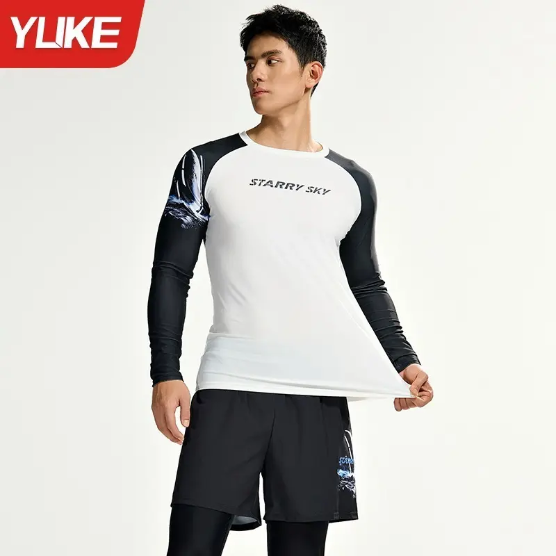 Swimming Fun - YLIKE Setelan Baju Renang Pria Dewasa Lengan Panjang Celana Double Sopan Premium Import
