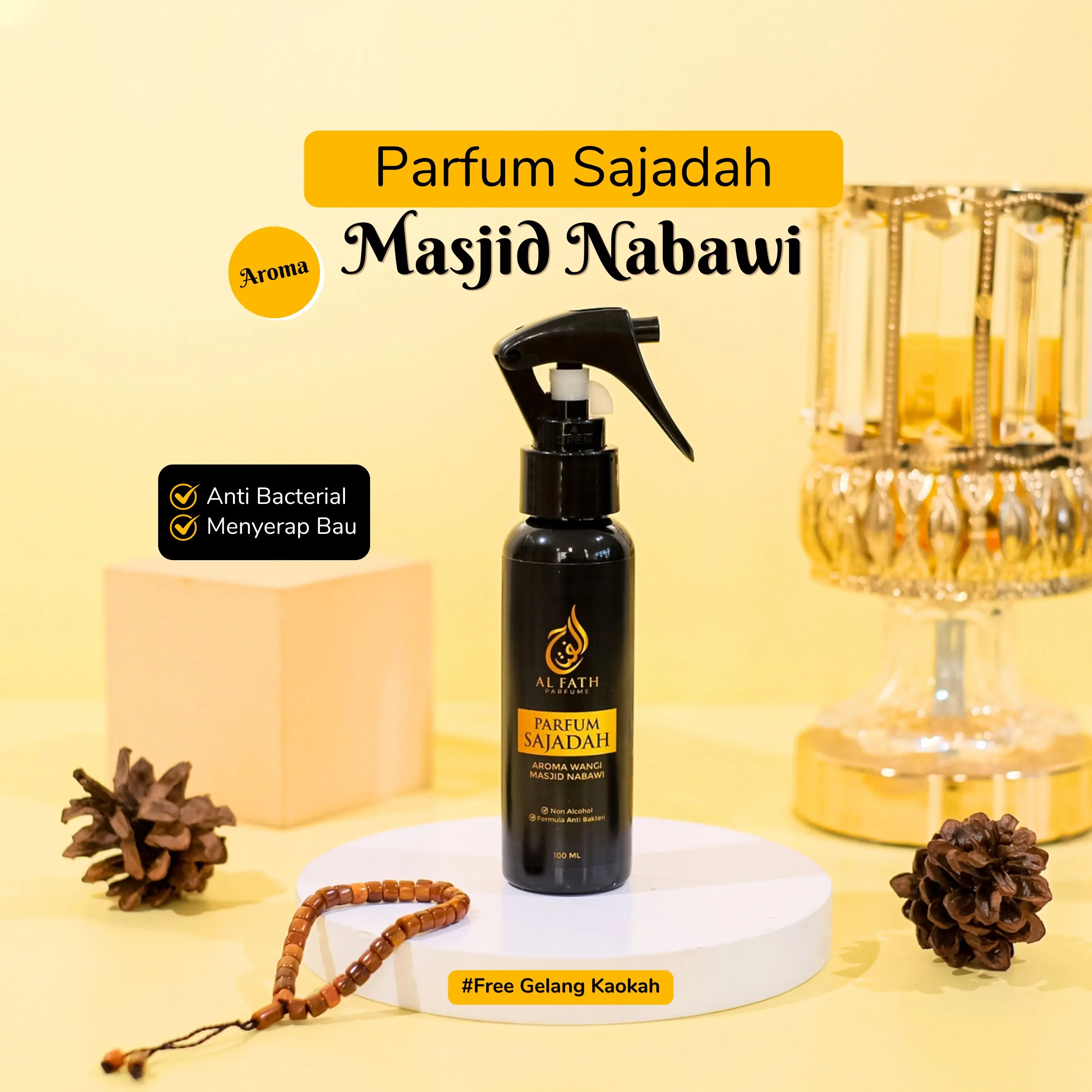 Parfum Sajadah Aroma Mekah Madinah 100ml 250ml Non Alkohol Formula Anti Bakteri - Alfath Parfum