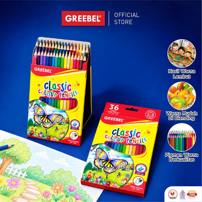 Gambar GREEBEL Pensil Warna 36 Warna Classic Color Pencils 7036 Warna Cerah Non Toxic GRATIS 1 PCS RAUTAN dari GREEBEL Kota Administrasi Jakarta Barat Tokopedia