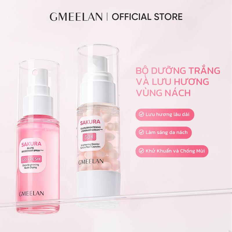 【Bộ Dưỡng Nách GMEELAN 2PCS Kem Dưỡng Nách Sakura Underarm Cream 30g Kem hỗ trợ dưỡng sáng nách + Xịt hỗ trợ khử mùi SAKURA GLUTA 50ml Bodycare