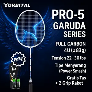 ORBITAL Raket Badminton PRO-5 Full Carbon 4U (83g) | 22-30lbs Tipe Menyerang