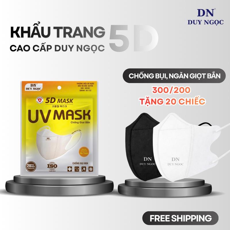 Thùng 300 200 Tặng 20 cái khẩu trang 5D Duy Ngọc thiết kế thời trang 3 lớp chống tia UV chống bụi mịn
