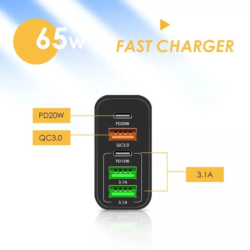 Kepala Charger Fast Charging Multi Port QC3.0 PD 65W -SP750 3