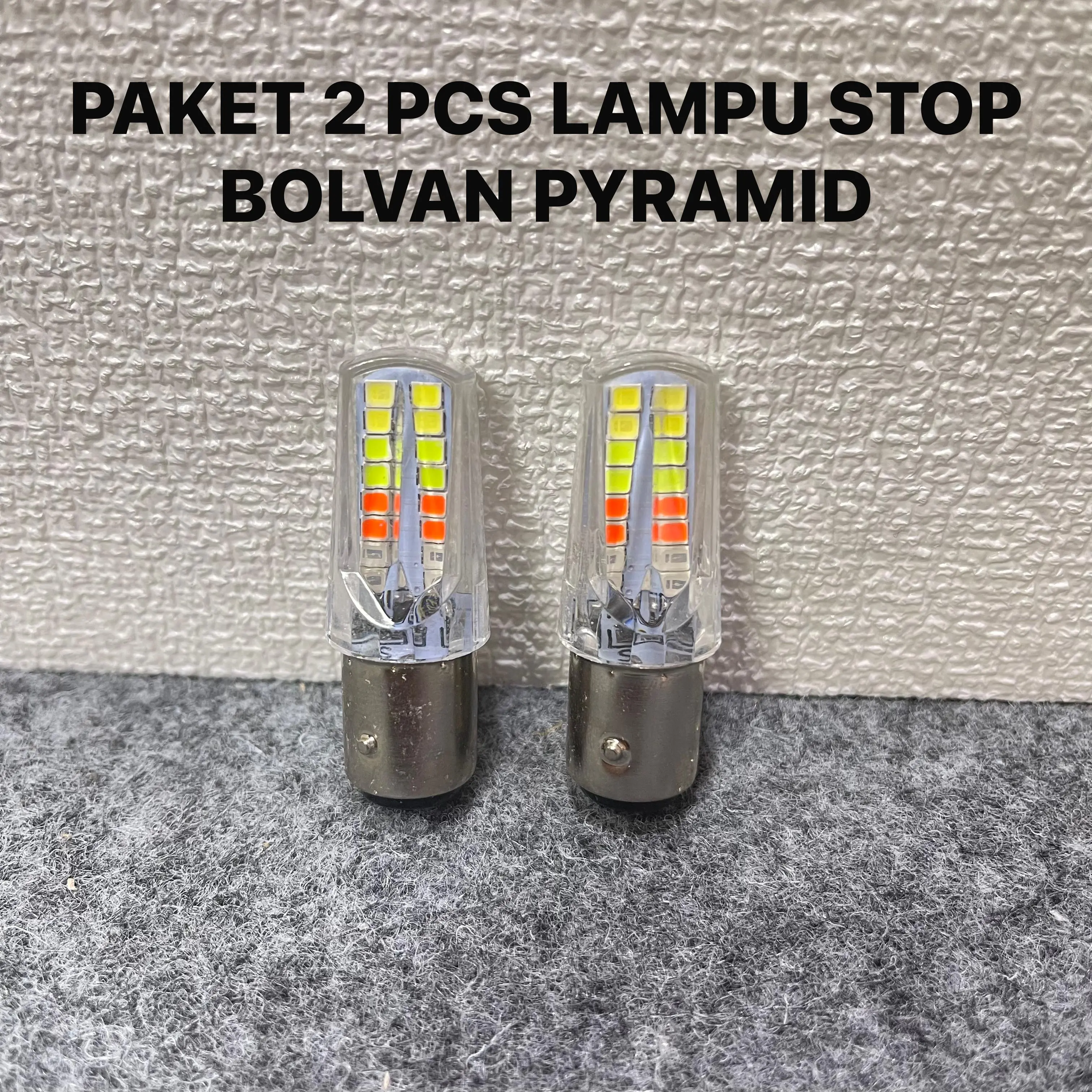 ( 2 PCS ) LAMPU REM DOUBLE BOLVAN PYRAMID RUNNING FLASH / LAMPU REM MOBIL 12 VOLT SOKET H6 KAKI 2 UNIVERSAL CAR STOPLAMP KENDARAAN MOBIL DAN Motorcycle