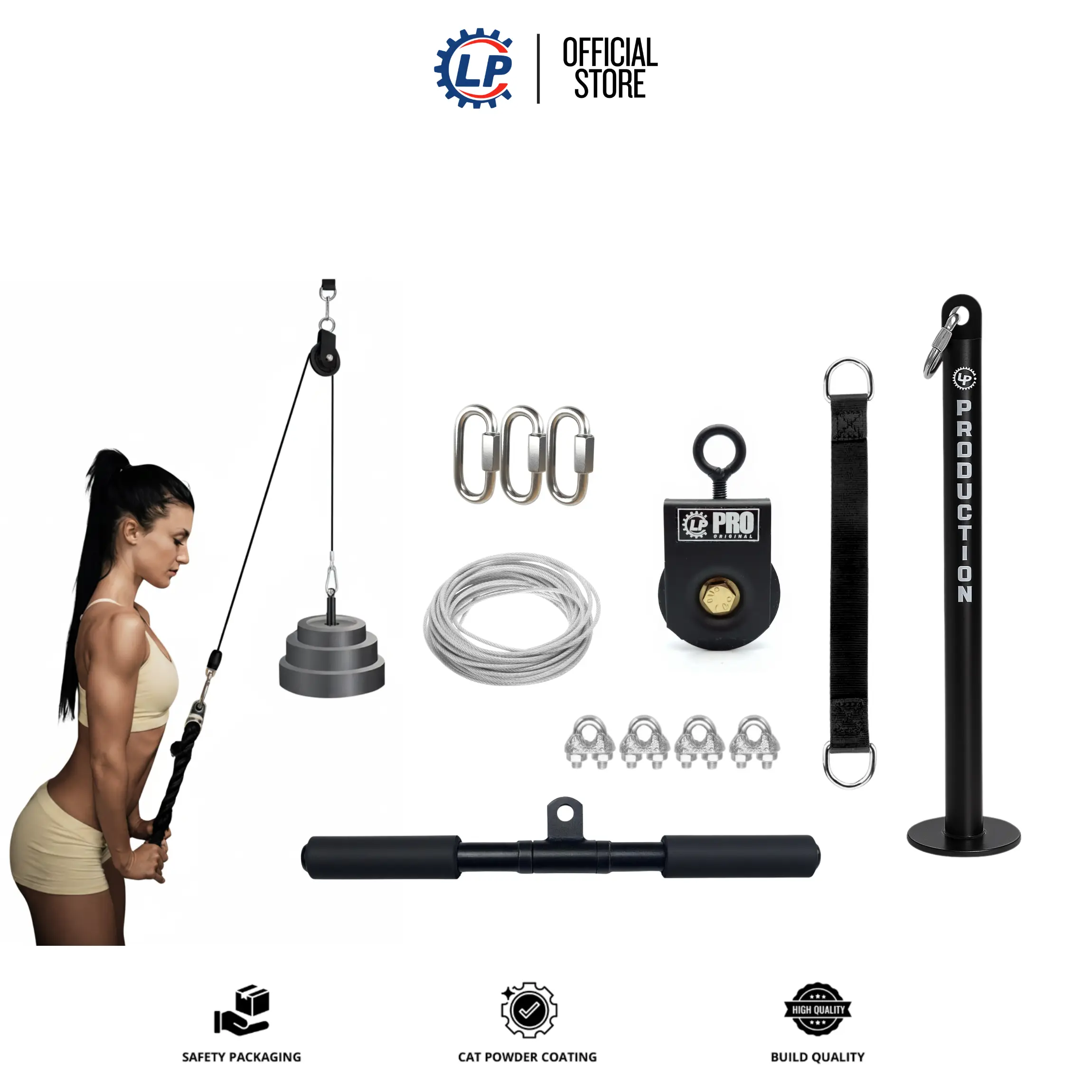 Pulley Cable System Gym | Lat Pulldown Home Workout Katrol Fitness Alat Olahraga Rumah