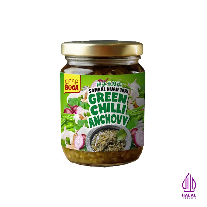 CASA BOGA Green Chilli Sambal Ikan Bilis Anchovy Halal 230g