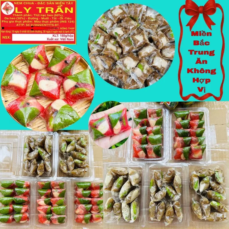 Combo 6 hộp tặng 1 hộp Nem Chua tổng 7 hộp- nem hộp/180gr Bì hộp/200gr Đặc Sản Đồng Tháp Nem Lai Vung