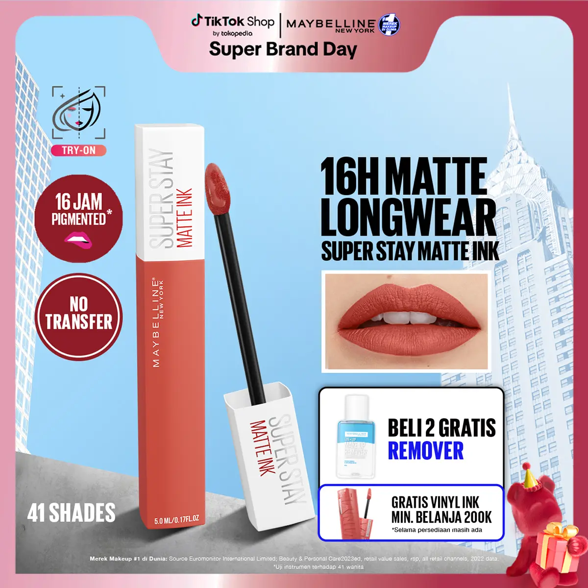 [5.5 DEALS] MAYBELLINE Superstay Matte Ink Liquid Long Lasting Waterproof Matte Lipstick Lipcream Make Up Transferproof Tahan 16 Jam