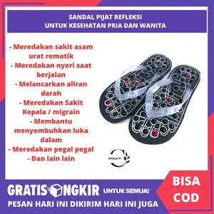 SANDAL TERAPI UNTUK KESEHATAN NYERI SENDI ASAM URAT REMATIK - SENDAL PIJAT AKUPUNTUR -  MEREDAKAN SAKIT KAKI TANGAN PERSENDIAN