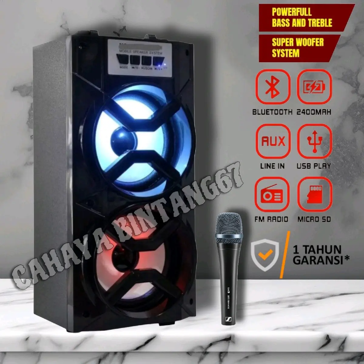 TERLARIS SPEAKER BLUETOOTH FULL BASS DAPAT GRATIS MIC SALON AKTIF LOUSPEKER BESAR