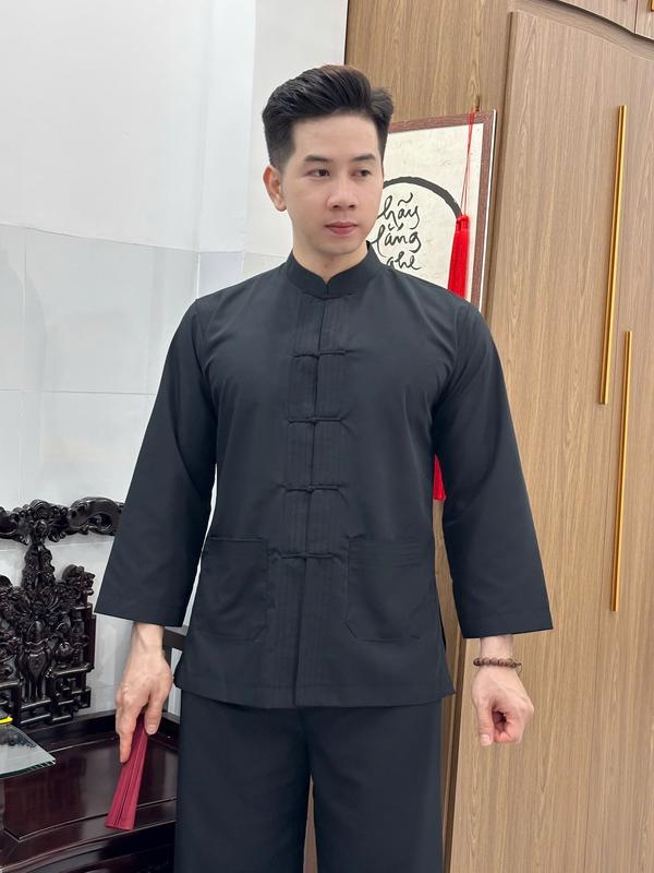 Dodichuagiasi ĐỒ LAM ĐI CHÙA - MẪU LÃNH TỤ KHÔNG THÊU DÀNH CHO NAM Dress Đầm Áo Menswear Chất Lượng Vải Loại 1 Giá Rẻ Đẹp