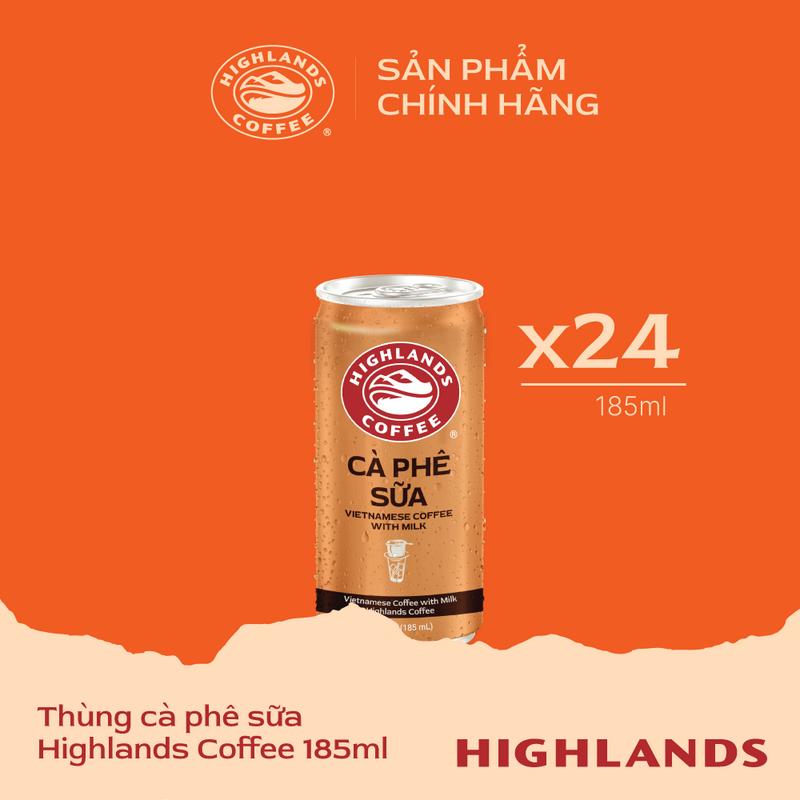 Thùng 24 lon cà phê sữa Highlands Coffee (185ml/lon)