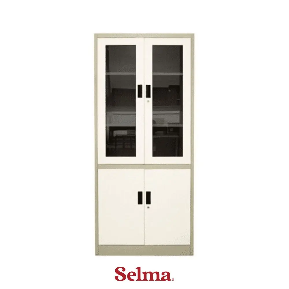 Selma Simon Lemari Arsip Kantor Metal Pintu Kaca - Hijau/Putih Office Cabinet Lemari Arsip Storage Kabinet Filing Cabinet Almari Penyimpanan Kantor
