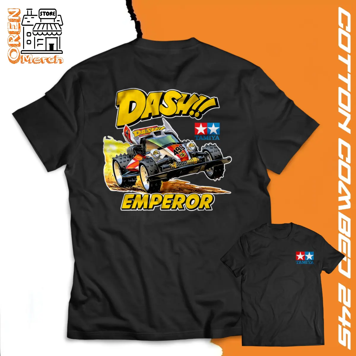 Kaos Tamiya Logo Mini 4WD Baju Dash Emperor - Cotton Combed 24s - Kain