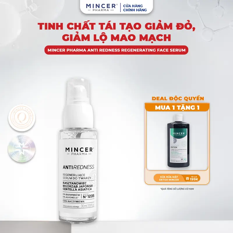 Tinh Chất Hỗ Trợ Giảm Đỏ, Hỗ Trợ Giảm Lộ Mao Mạch Trên Da Mincer Pharma Anti Redness Regenerating Face Serum 30ml 7