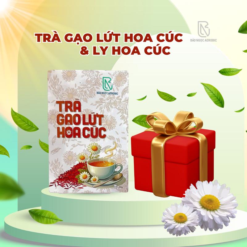 TRÀ GẠO LỨT HOA CÚC TẶNG 1 LY HOA CÚC A LONG - HỘP 20 TÚI LỌC