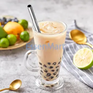 Sedotan Stainless Lurus 21.5CM / Reusable Stainless Straw / Sedotan Bengkok Dan Lurus / Sedotan Besi Stainless Anti Karat Silver