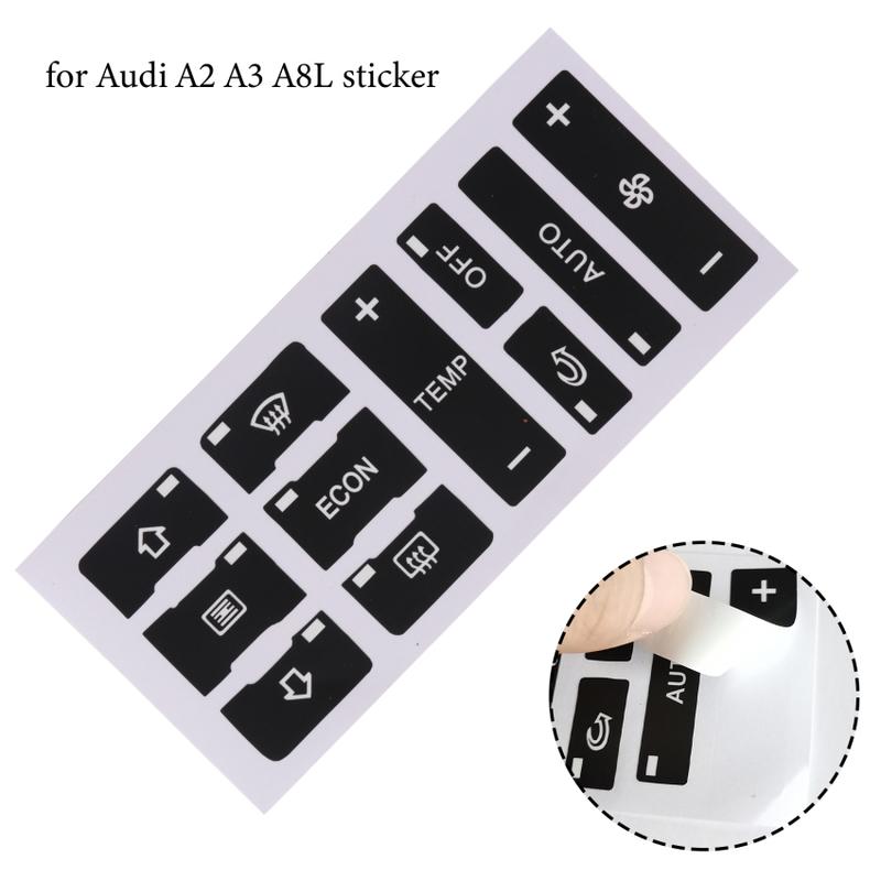 Product Introduction of For Audi A2/ A3 8L A/C Button Repair Kit Fix Faded Ugly Car Stickers Car Air Condition Control Switch Button Repair Stickers 9