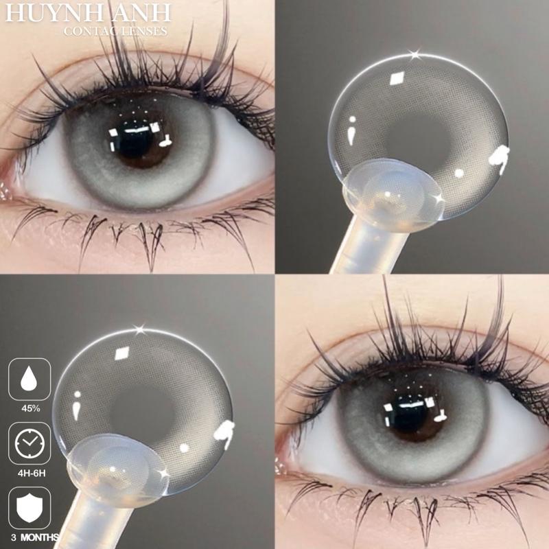 Lens Mắt Kính Áp Tròng xám tây phản quang E610 gray Dia 14.0mm Gdia 13.0mm [Giá 1 Đôi + Kèm Khay Dụng Cụ]