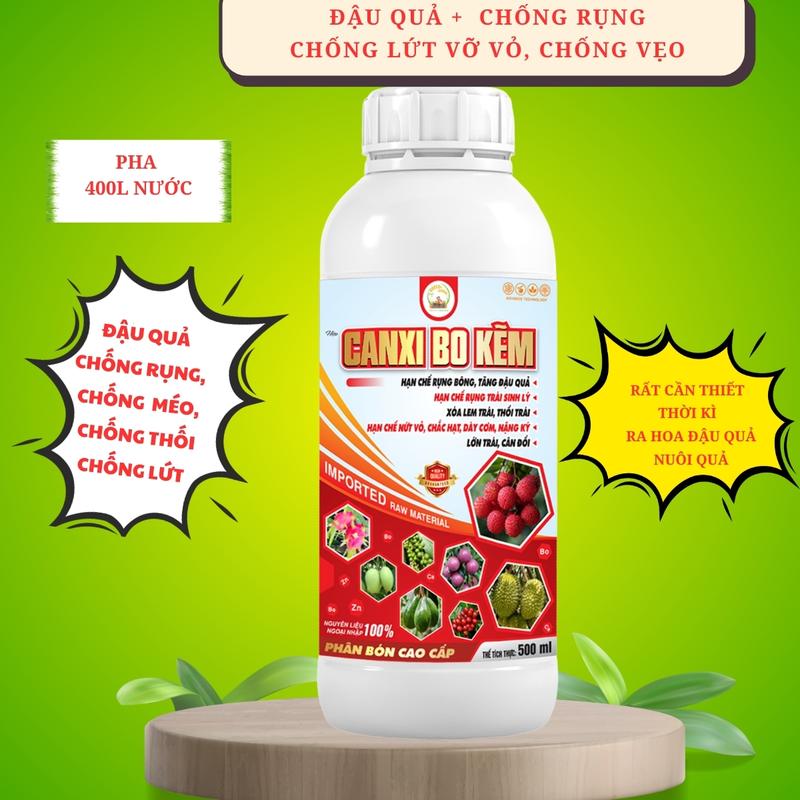 Đậu quả, Chống Rụng, Chống Lứt Vỡ. Phân bón Canxi Bo Kẽm Chai 500ml pha 400l Nước.
