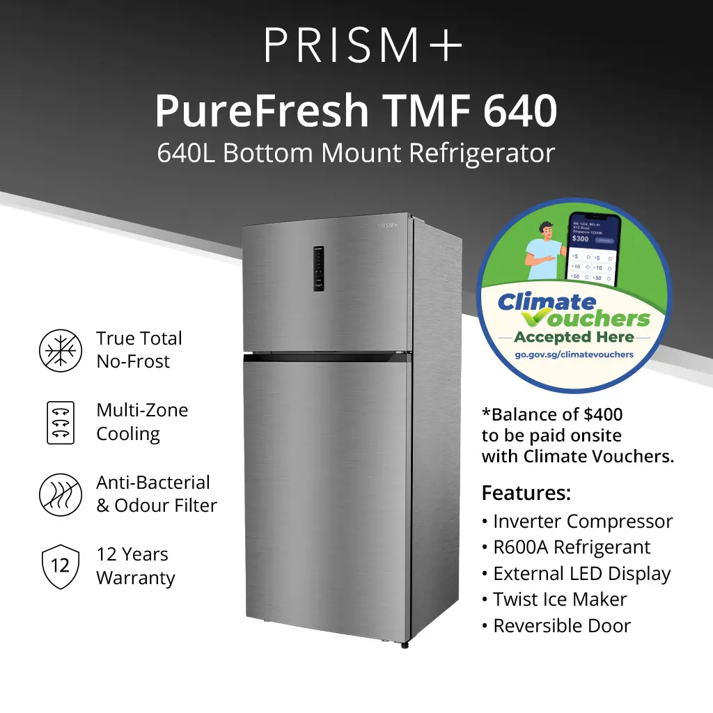 PRISM+ PureFresh TMF 640 | 640L Top Mount Freezer Refrigerator | True Total No-Frost | Inverter Compressor | R600A Refrigerant [Arrives in Early June]