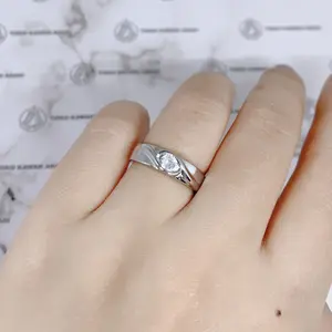 Cincin Titanium Wanita Silver Mata Satu Tebal Aksesoris Perhiasan Elegan Anti Karaat Anti Luntur