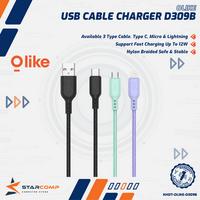 Gambar Olike D309B Kabel Data Nylon Micro Type C Lightning 2,4A 100cm Fast Charging D309BM D309BC D309BL - Type C dari Starcomp Semarang Kota Semarang 1 Tokopedia