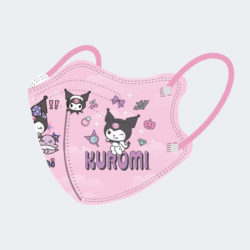 Product Introduction of 50 piece mask Kuromi series children's mask 4D three-dimensional facial mask cute cartoon 3-12 year old children's facial mask Kuromi children's facial mask disposable mask 22