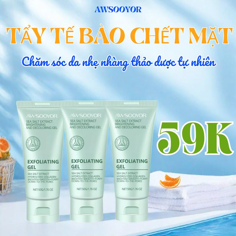  Bộ 3 sản phẩm 59.000 VND 【AWSOOYOR  Gel tẩy tế bào chết chiết xuất thảo dược Gel tẩy tế bào chết và làm sạch da mặt Gel làm sạch da mặt tự nhiên Gel rửa mặt phù hợp với mọi loại da 