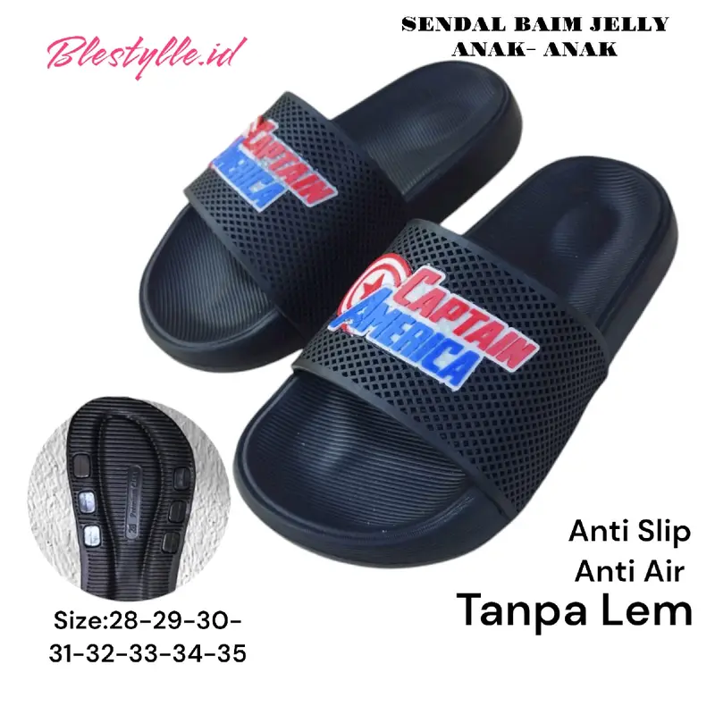 Sandal Anak-Anak Jelly Baim Tanpa Lem Black Laki-Laki Perempuan Perempuan Umur 2-12 Tahun Kaki Fashion 2