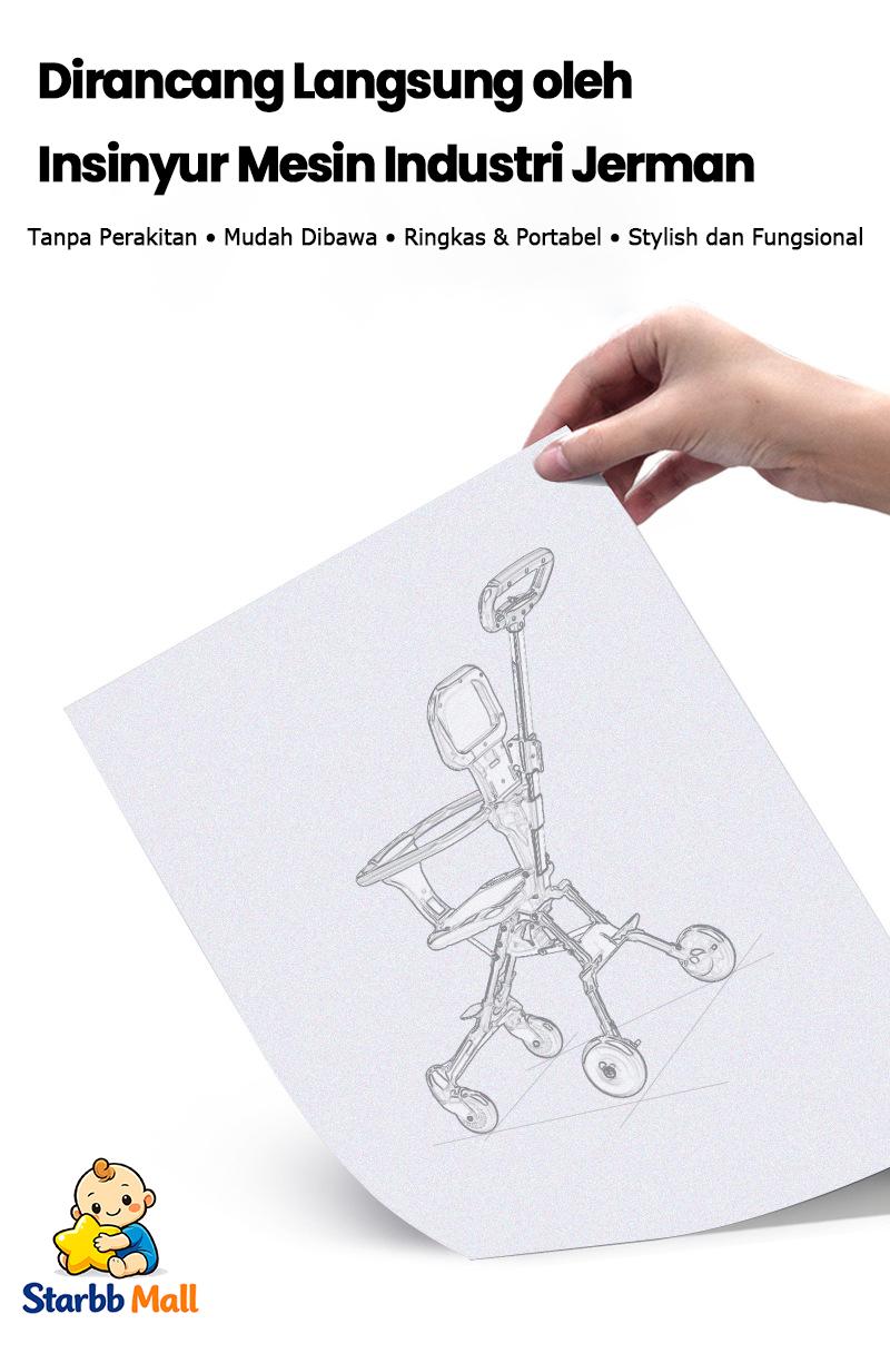 [Bisa COD] Starbb Mall Stroller Bayi Travelling Ibu Bayi Perlengkapan Bayi Stroller Travel Kereta Portable Dorong Kereta Dorong Bayi Lipat 2 Arah Travelling Stroller Bayi Anak-Anak Kursi Dorongan