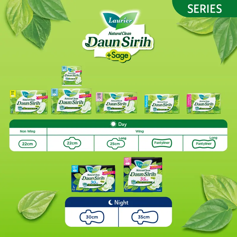 Laurier Natural Clean Pantyliner Daun Sirih Long and Wide Twinpack Perawatan Kewanitaan  Pantyliner Pembalut   Pads  16.5 cm / isi 40 buah Anti bau dan bakteri 4